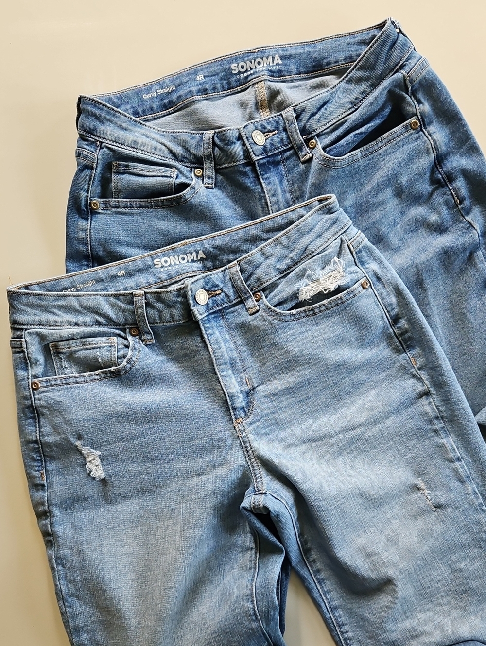 2 Pair Bundle - SONOMA Light Blue Curvy Straight Jeans - 4 R
